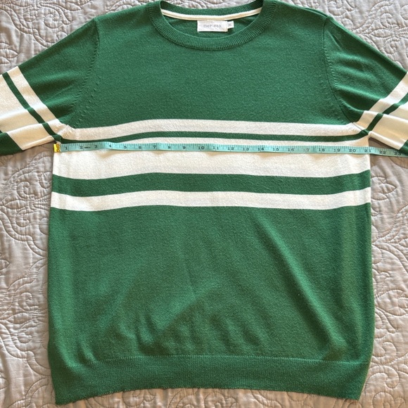 Mer Sea Court Green & White Striped Short Sleeve Crew Neck Sweater size XL - Picture 8 of 12